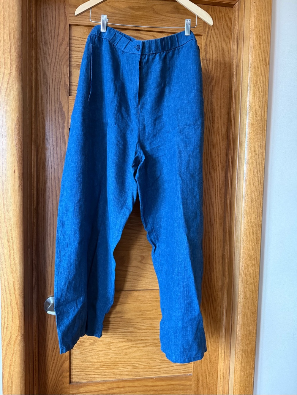 Eileen Fisher Wide-Leg Linen Blend Pants in Blue